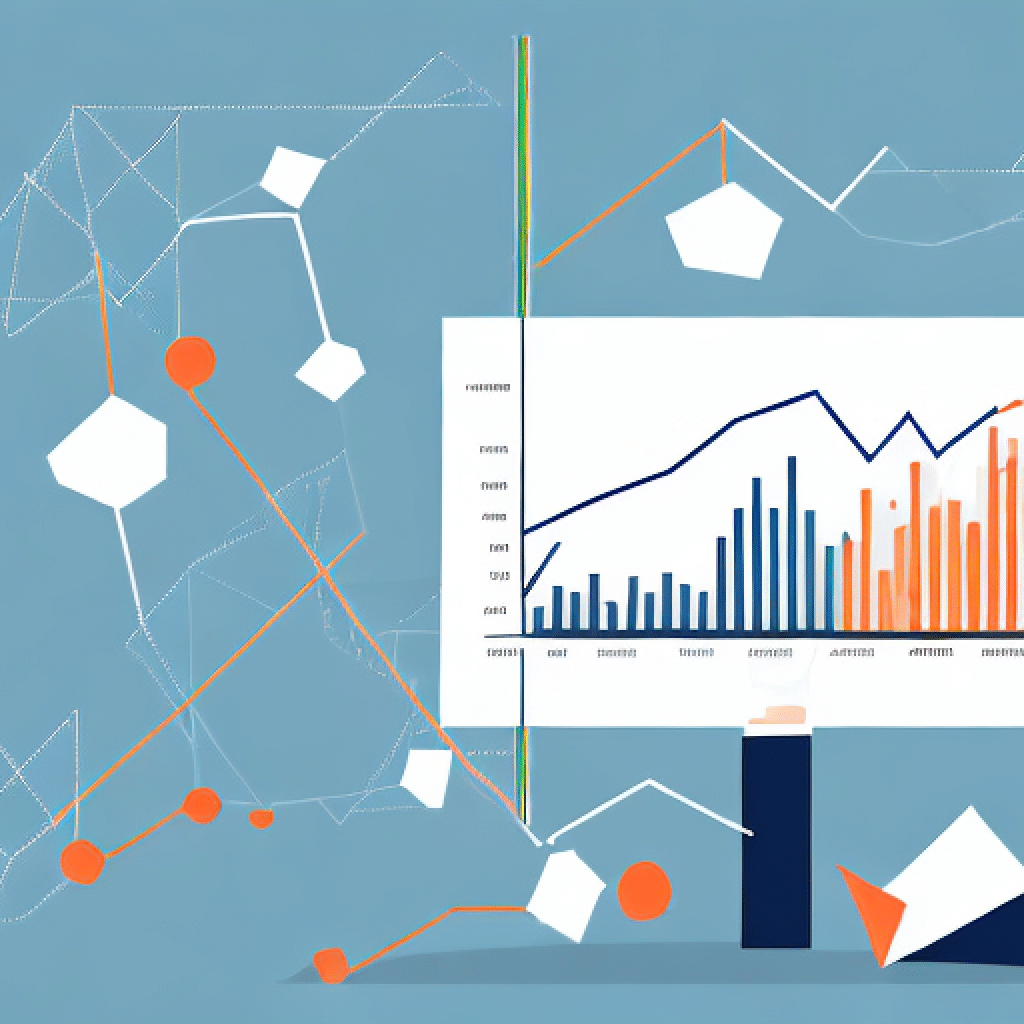 A stock market graph with arrows pointing up