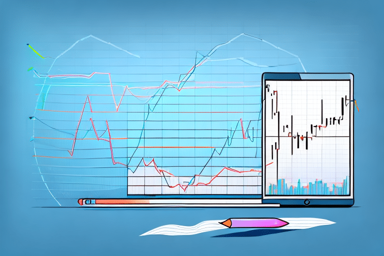 A chart with a line graph showing the rise and fall of a currency pair